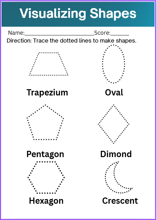 “Free shapes printable worksheets for preschool and kindergarten – Brainy Sheets tracing and coloring grapes, goats and guitars”