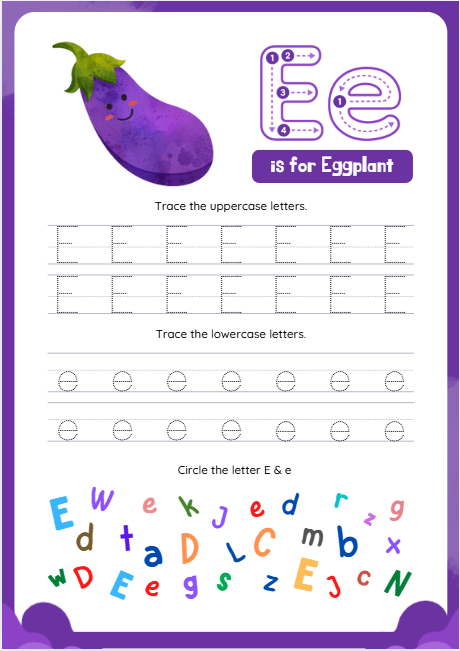Free Printable Letter E Worksheets for Homeschool | BrainySheets