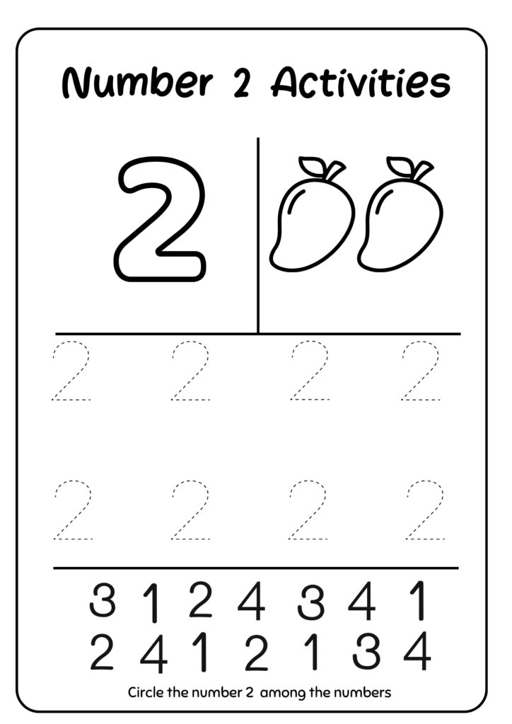 A worksheet for children to practice tracing the number 1. It shows dotted lines forming the numeral, with arrows indicating the writing direction.