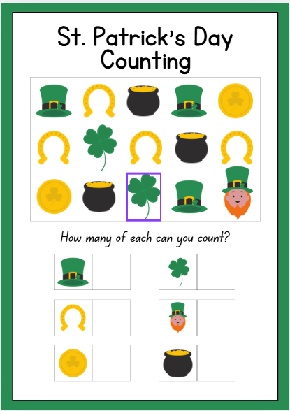 St. Patrick's Day Counting Worksheet