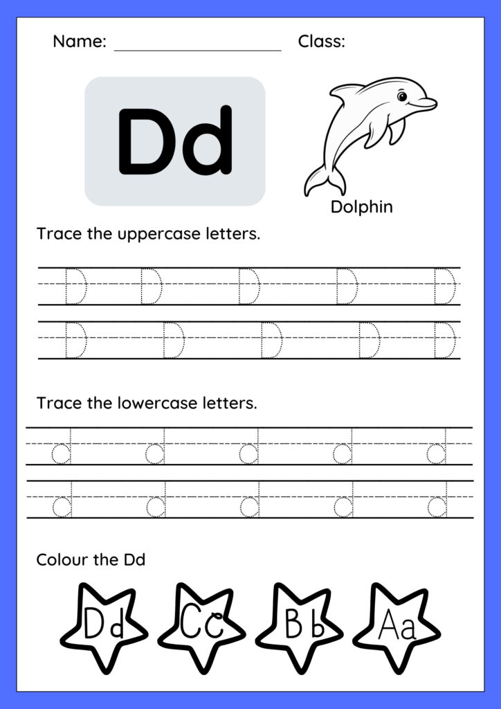 Screen capture of an educational app game where a cartoon duck follows a dotted, glowing path to form the letter D.