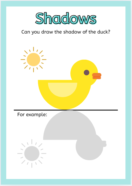 Colorful shadows matching worksheet for preschool and kindergarten science skills