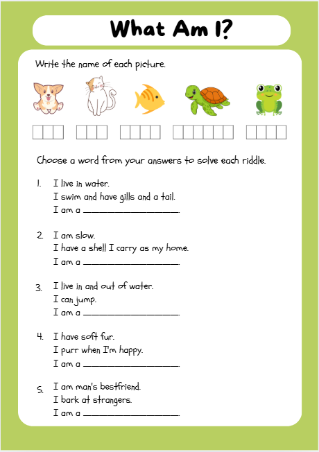 Color by riddle worksheet with puzzles for preschool and kindergarten logic skills