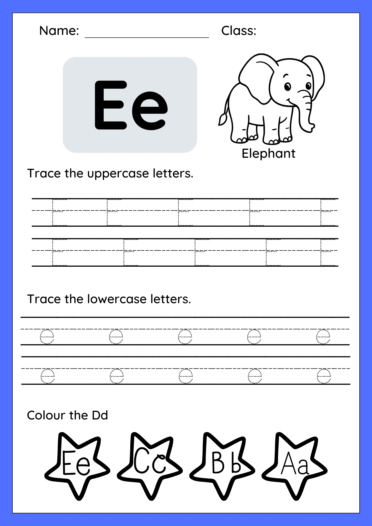 letter e worksheet for homeschooling kids